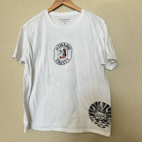 Hinano Tahiti Shirt Large White Beer Surf Hawaii Dream Island 100% Cotton - Picture 1 of 5